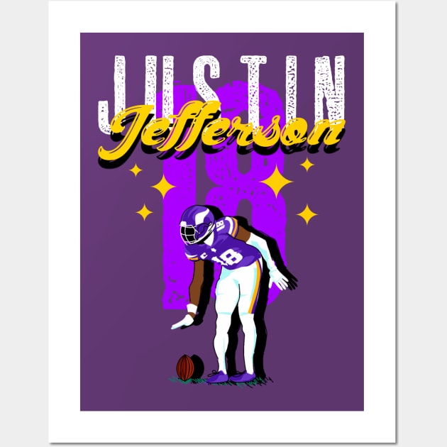 Justin Jefferson 18 - Minnesota Vikings Wall Art by Mic jr